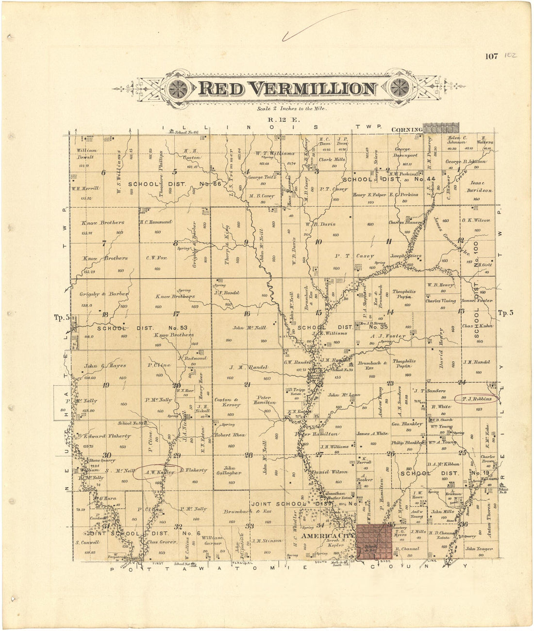 This old map of Red Vermillion from Meacham&