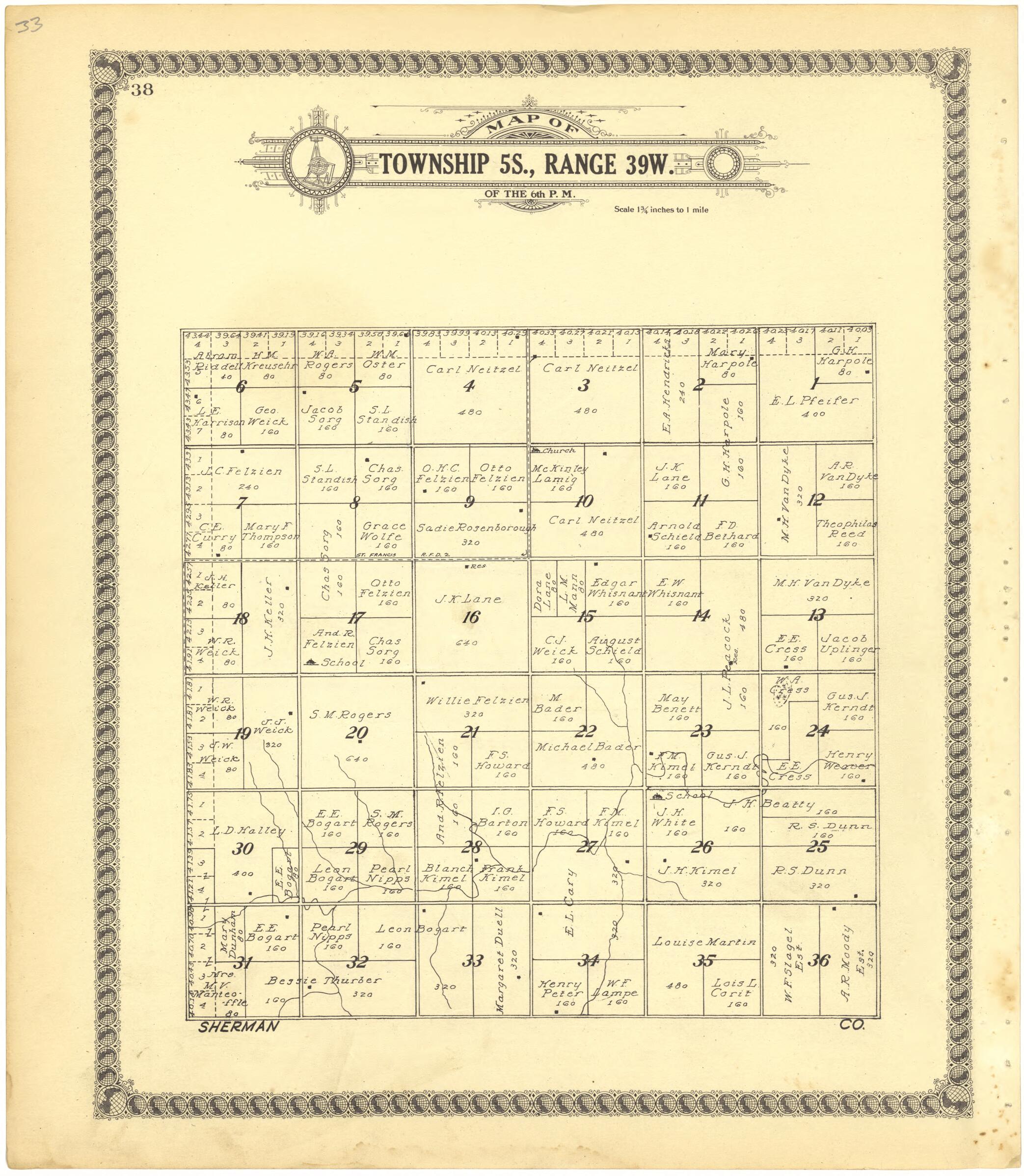 Map of Township 5S., Range 39W. of the 6th P.M. from Standard Atlas of ...