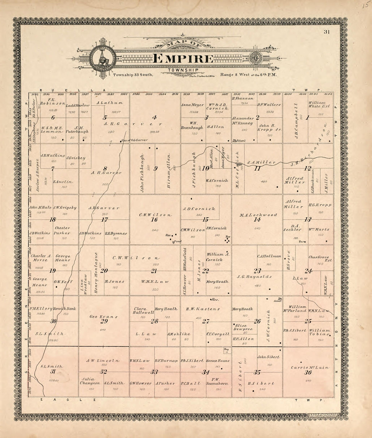 Map of Empire Township from Standard Atlas of Harper County, Kansas 1902 by Relic Map Company