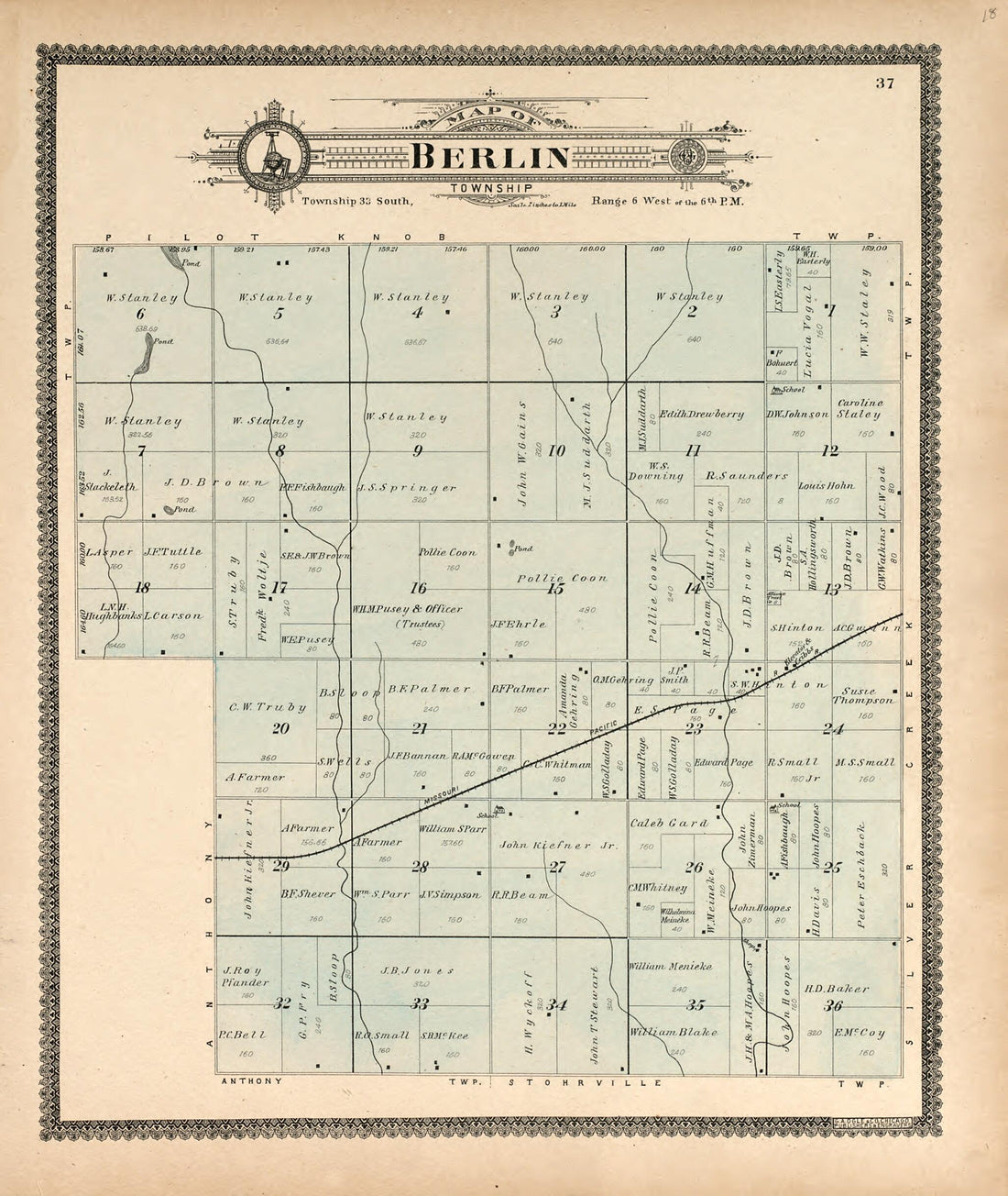 This old map of Map of Berlin Township from Standard Atlas of Harper County, Kansas from 1902 was created by  Geo. A. Ogle &amp; Co in 1902