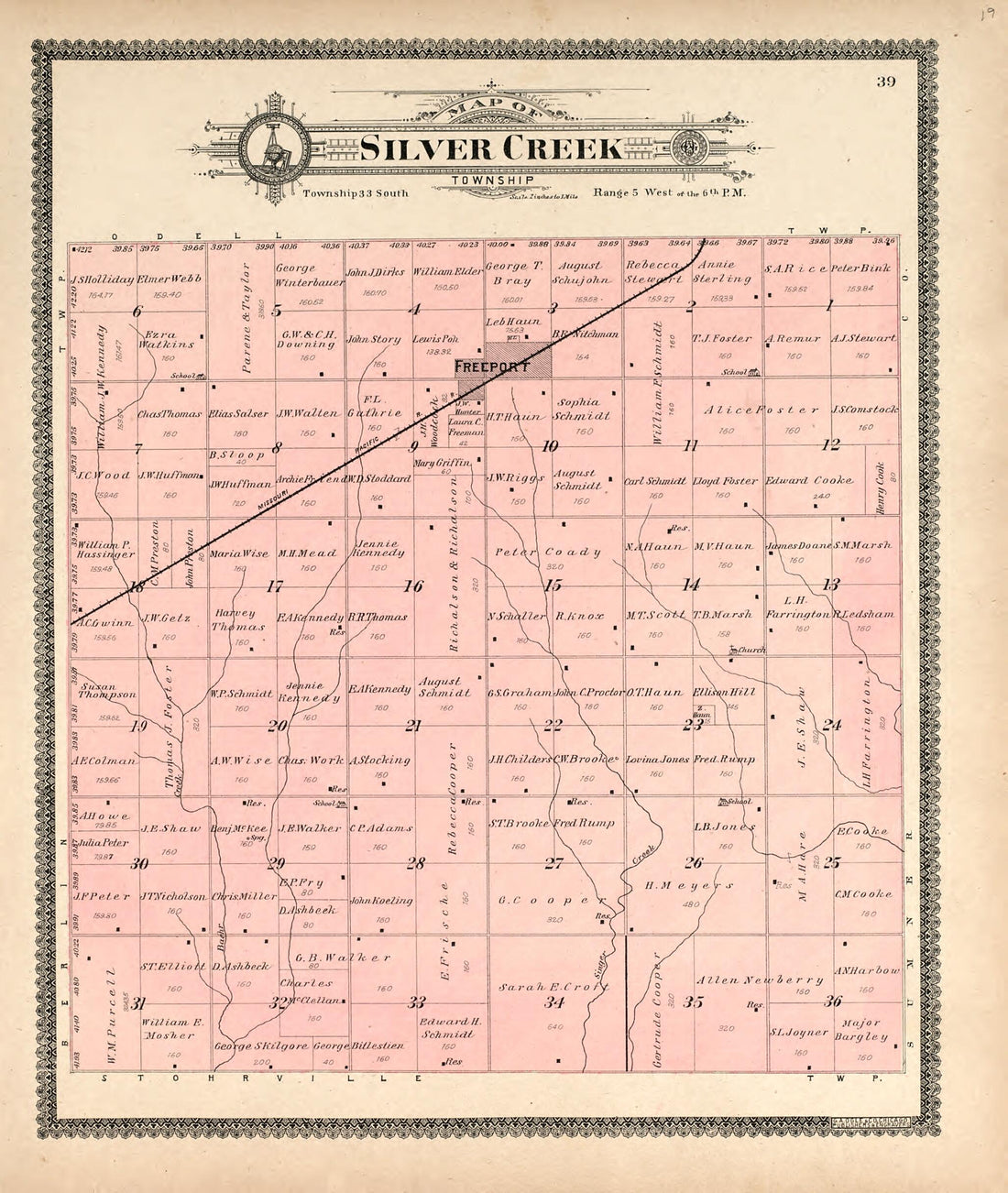 This old map of Map of Silver Creek Township from Standard Atlas of Harper County, Kansas from 1902 was created by  Geo. A. Ogle &amp; Co in 1902