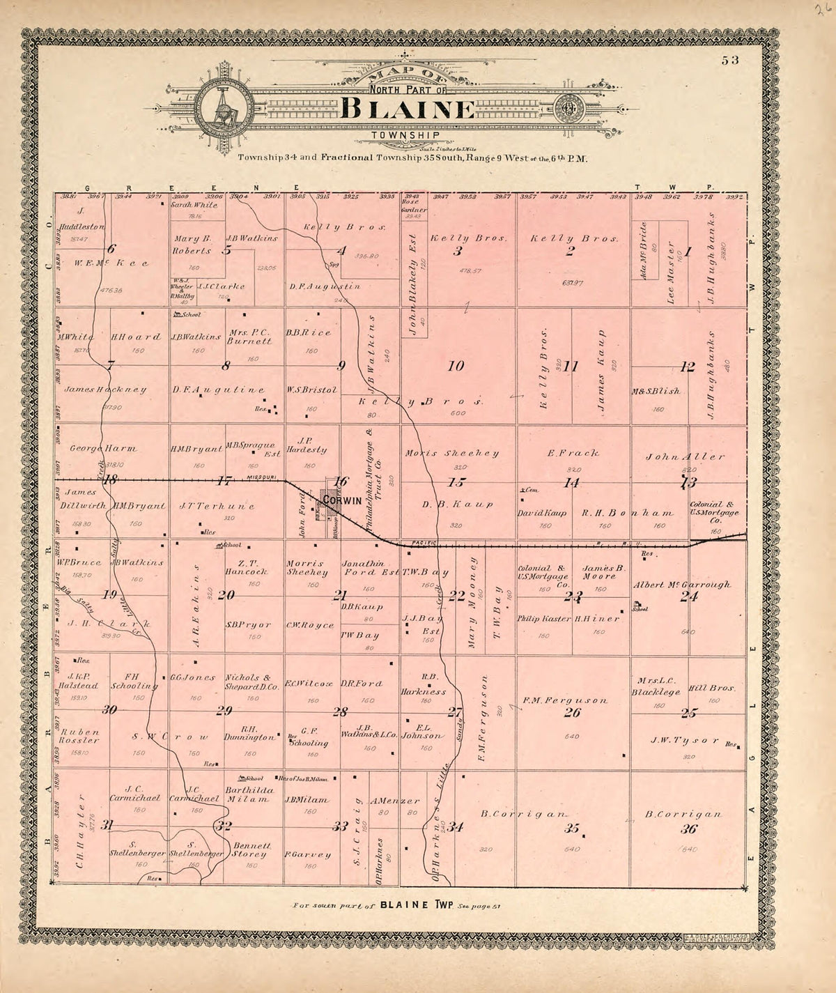 Map of North Part of Blaine Township from Standard Atlas of Harper County, Kansas 1902 by Relic Map Company