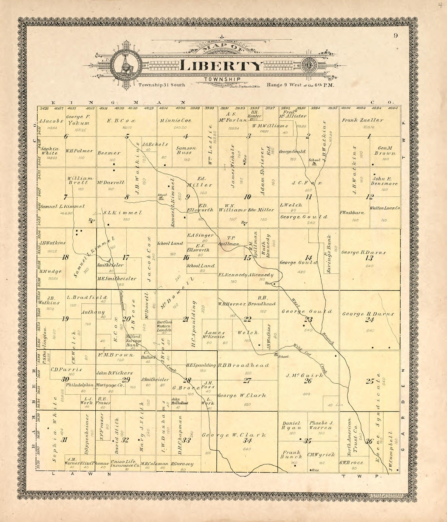 This old map of Map of Liberty Township from Standard Atlas of Harper County, Kansas from 1902 was created by  Geo. A. Ogle &amp; Co in 1902