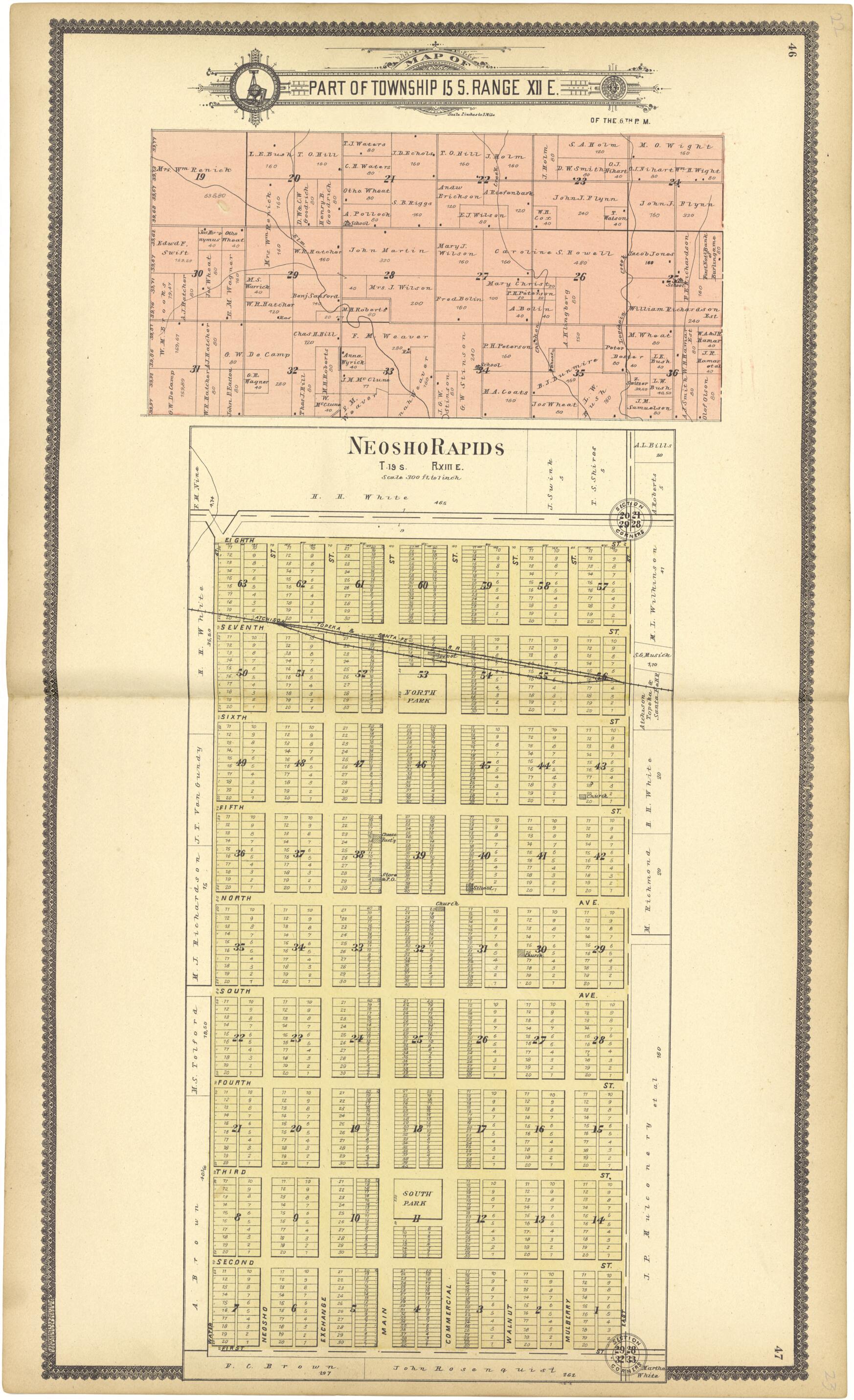 This old map of Map of Township 15 S. Range XII E. from Standard Atlas of Lyon County, Kansas from 1901 was created by  Geo. A. Ogle &amp; Co in 1901