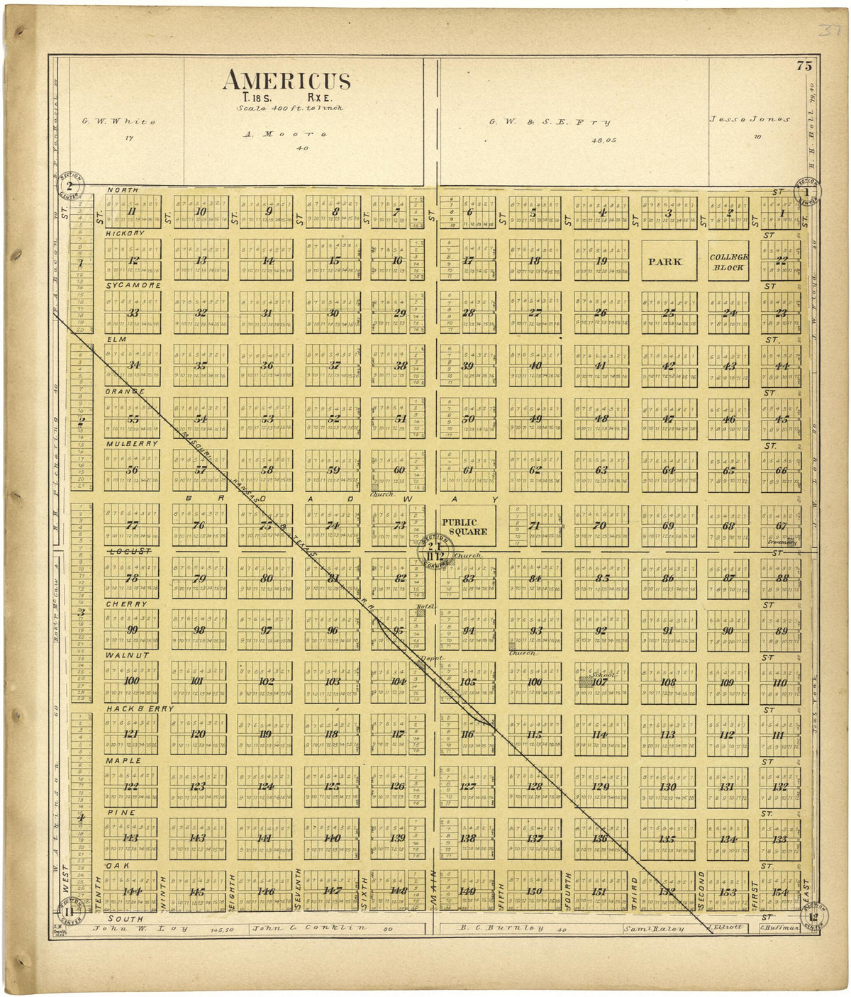 Americus from Standard Atlas of Lyon County, Kansas 1901 by Relic Map Company