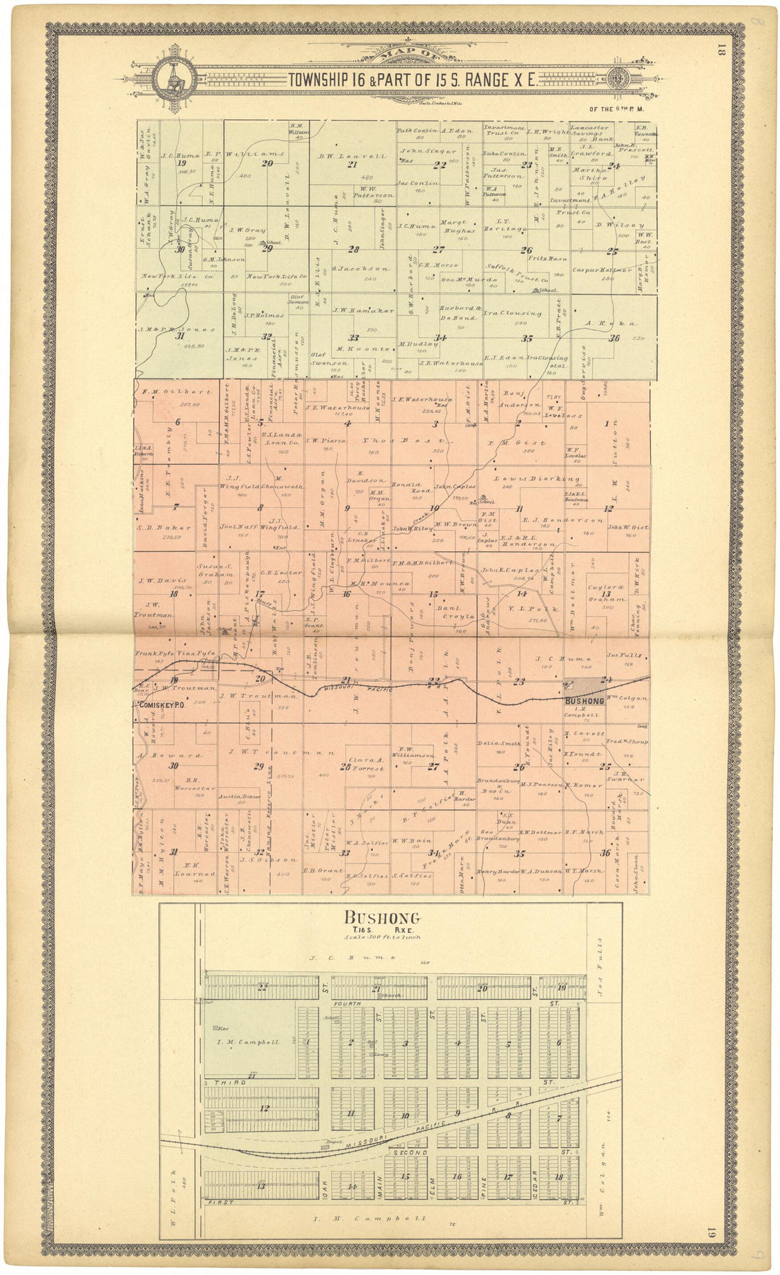 This old map of Map of Township 16 &amp; Part of 15 S. Range X E. from Standard Atlas of Lyon County, Kansas from 1901 was created by  Geo. A. Ogle &amp; Co in 1901
