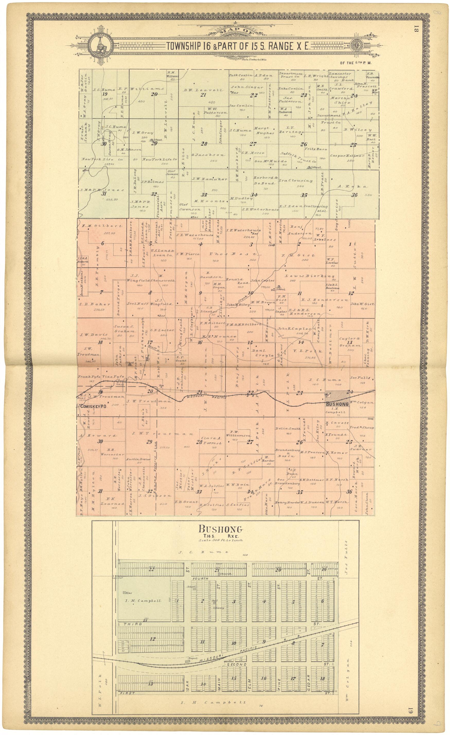 This old map of Map of Township 16 &amp; Part of 15 S. Range X E. from Standard Atlas of Lyon County, Kansas from 1901 was created by  Geo. A. Ogle &amp; Co in 1901