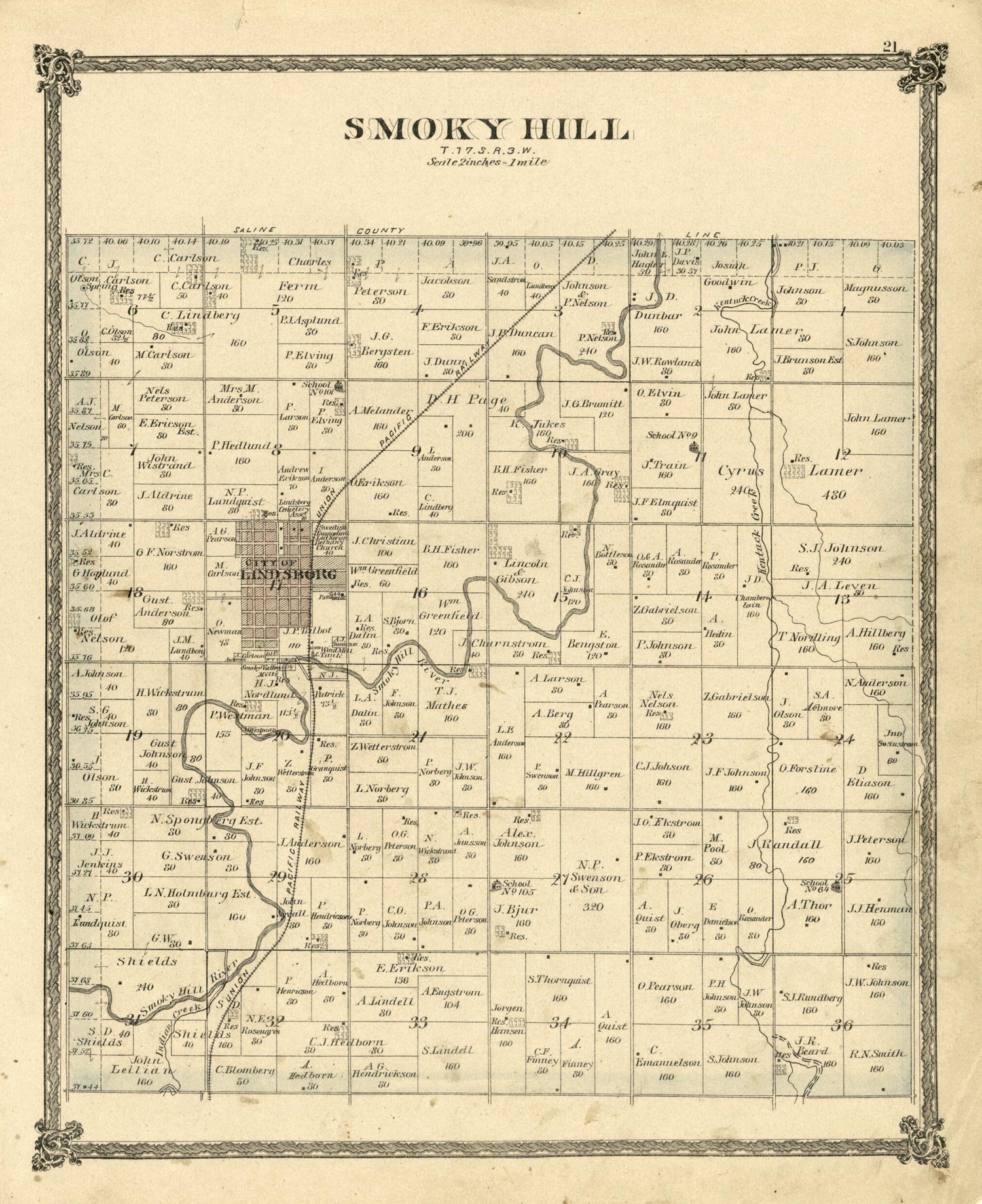 This old map of Smoky Hill from Edwards&