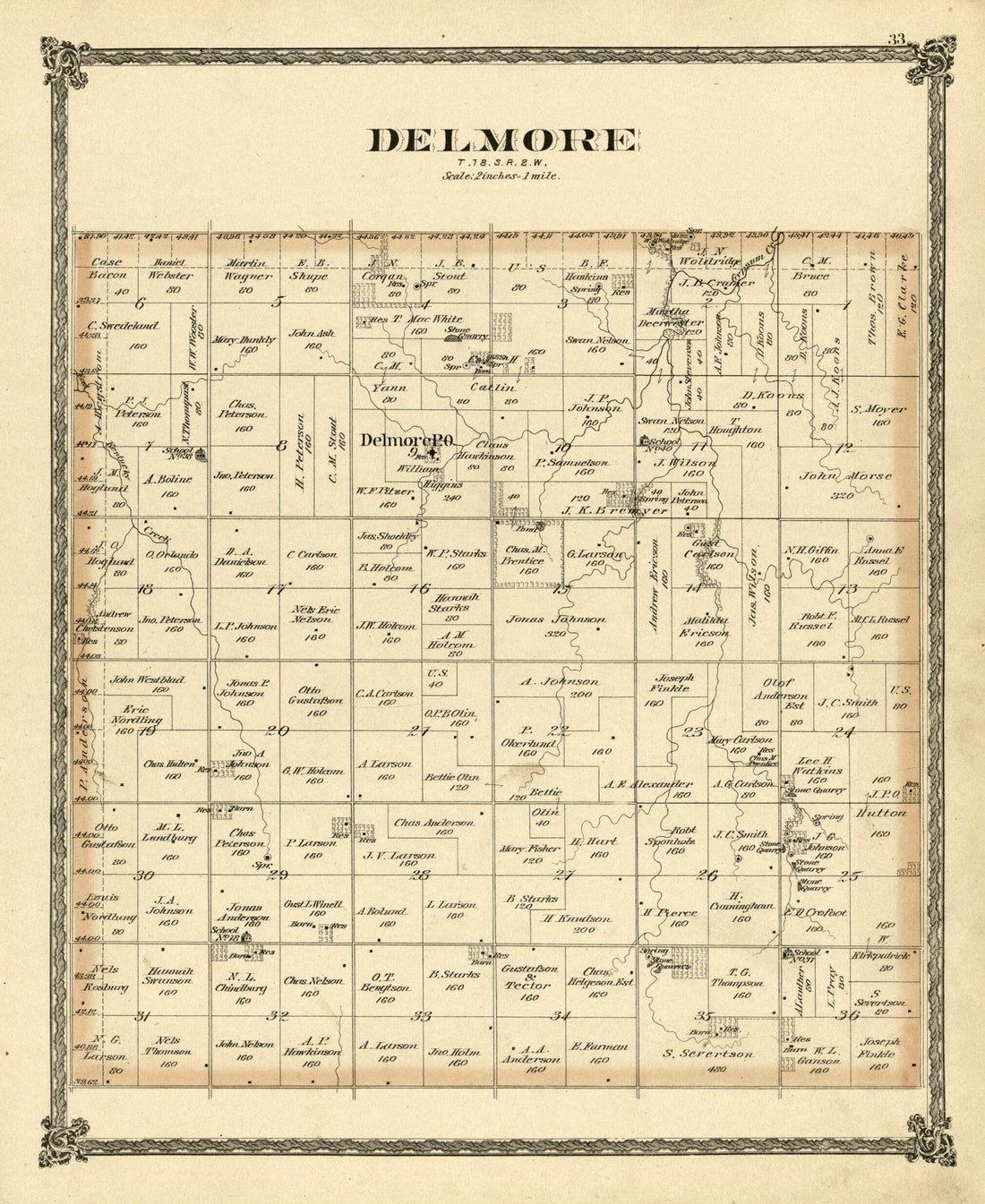 This old map of Delmore from Edwards&