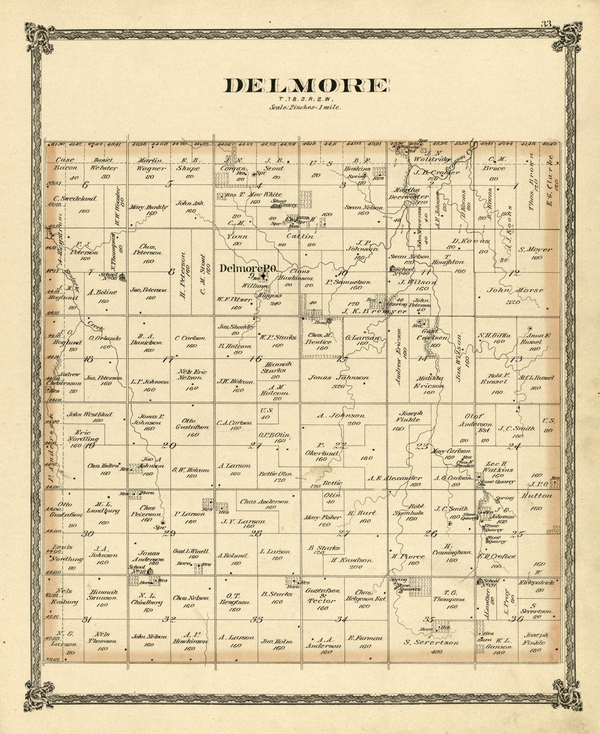 This old map of Delmore from Edwards&