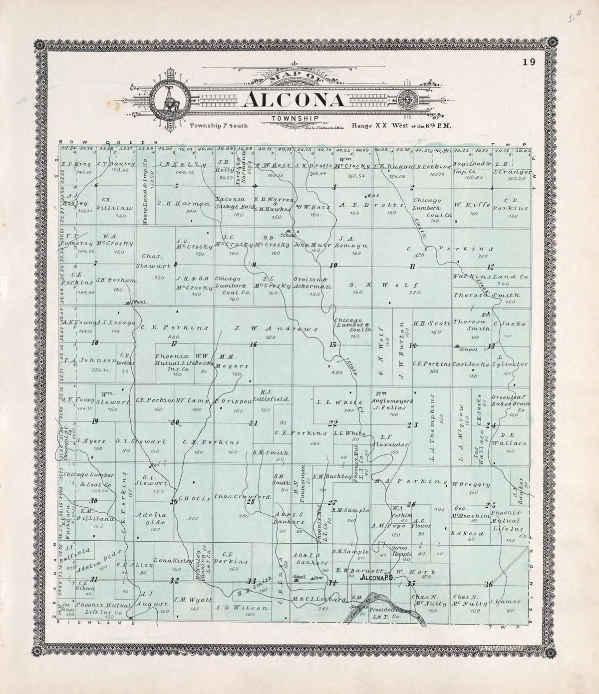 Alcona from Standard Atlas of Rooks County, Kansas 1904 by Relic Map Company