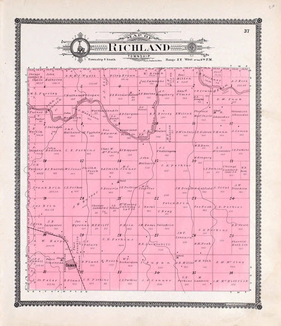 This old map of Richland from Standard Atlas of Rooks County, Kansas from 1904 was created by  Geo. A. Ogle &amp; Co in 1904