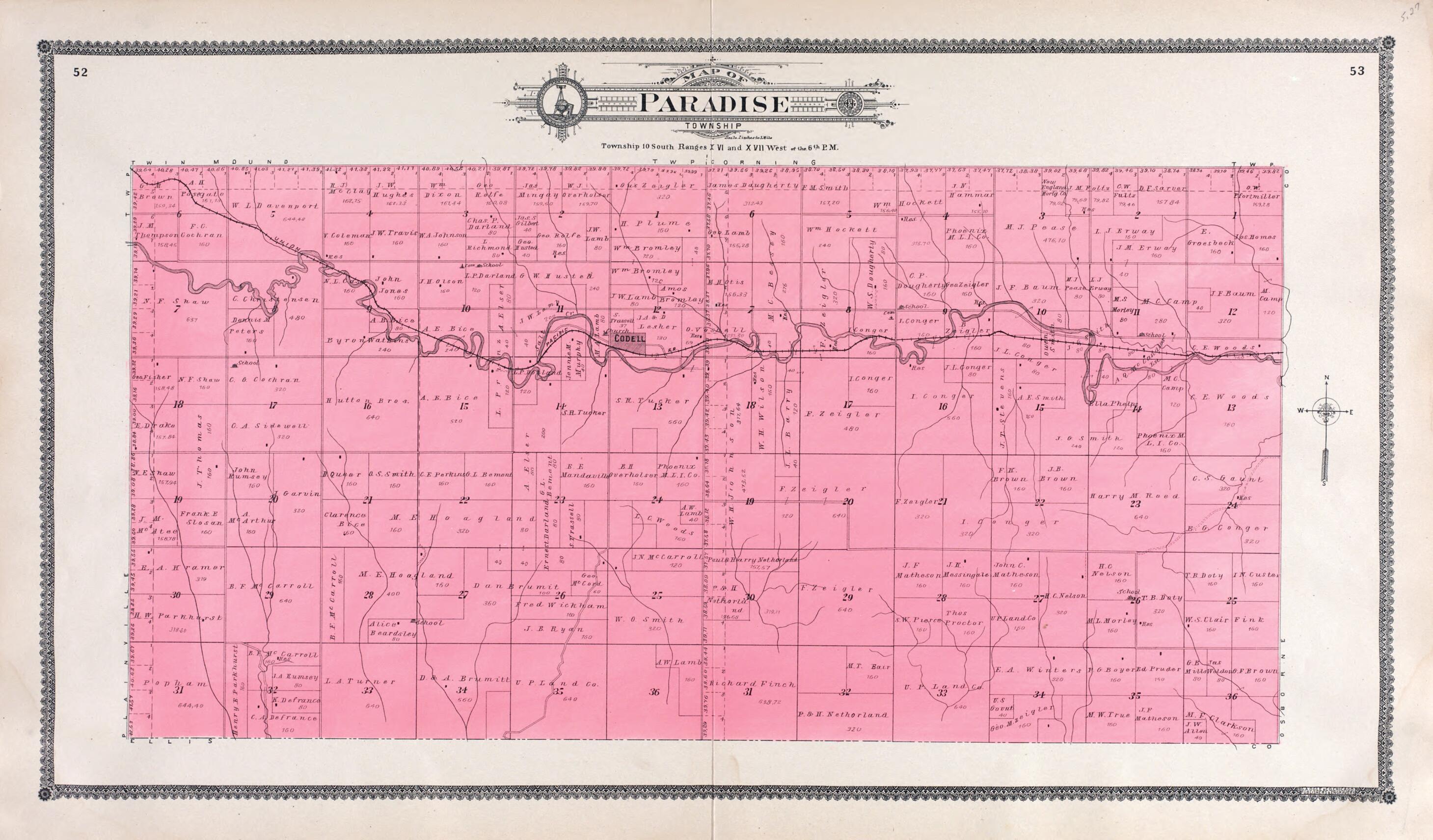 This old map of Paradise from Standard Atlas of Rooks County, Kansas from 1904 was created by  Geo. A. Ogle &amp; Co in 1904