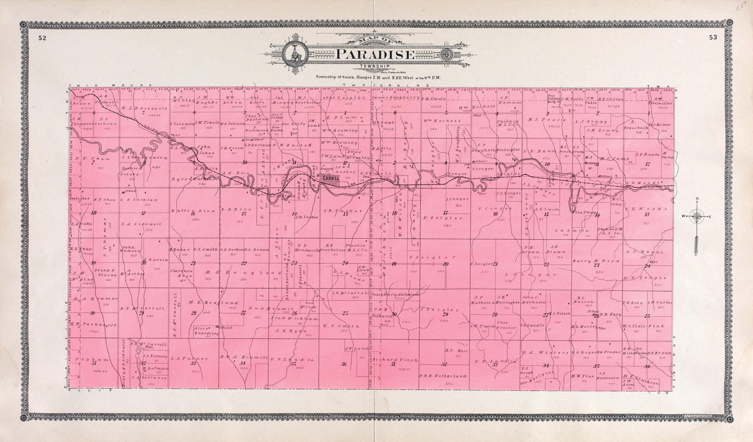 This old map of Paradise from Standard Atlas of Rooks County, Kansas from 1904 was created by  Geo. A. Ogle &amp; Co in 1904