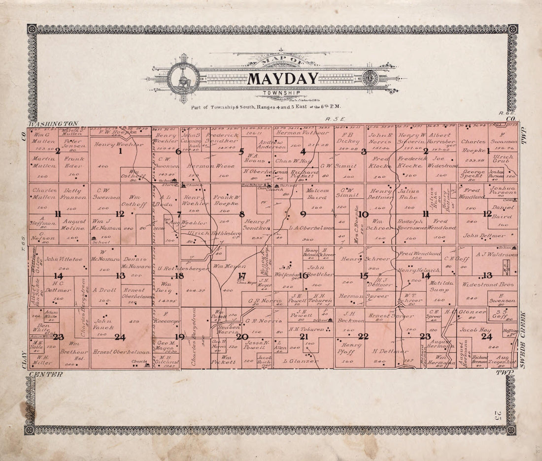 This old map of Map of Mayday Township from Standard Atlas of Riley County, Kansas from 1909 was created by  Geo. A. Ogle &amp; Co in 1909