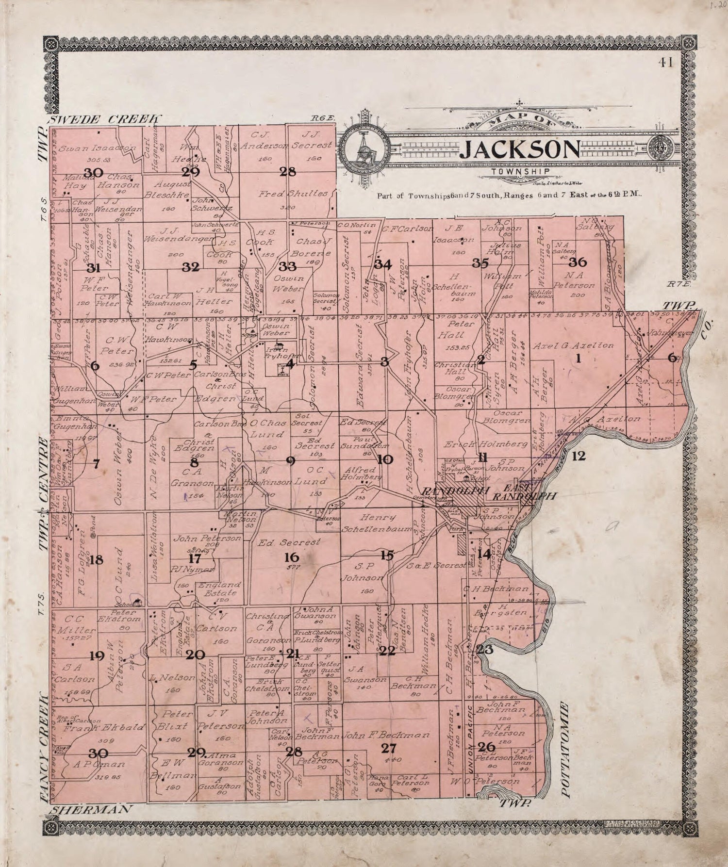 This old map of Map of Jackson Township from Standard Atlas of Riley County, Kansas from 1909 was created by  Geo. A. Ogle &amp; Co in 1909