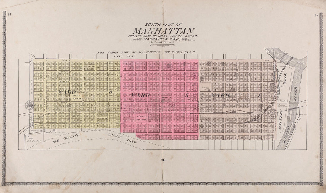 This old map of South Part of Manhattan from Standard Atlas of Riley County, Kansas from 1909 was created by  Geo. A. Ogle &amp; Co in 1909