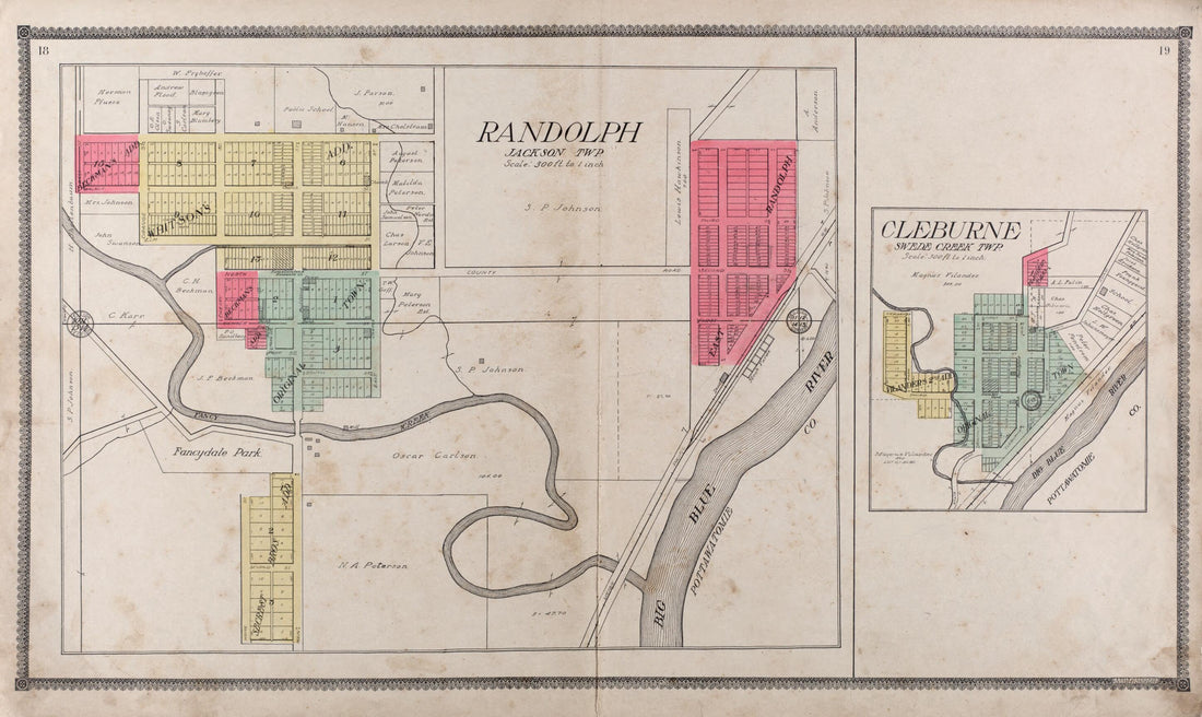 This old map of Randolph -- Cleburne from Standard Atlas of Riley County, Kansas from 1909 was created by  Geo. A. Ogle &amp; Co in 1909