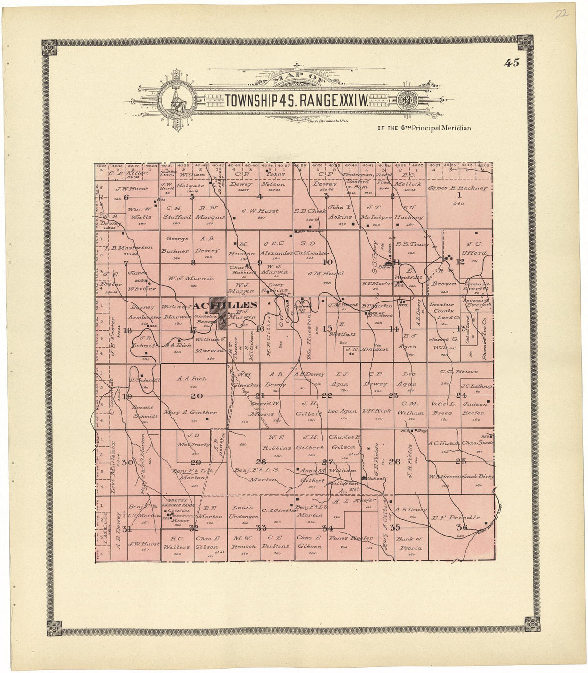 Map of Township 4 S. Range XXXI W. from Standard Atlas of Rawlins County, Kansas 1906 by Relic Map Company