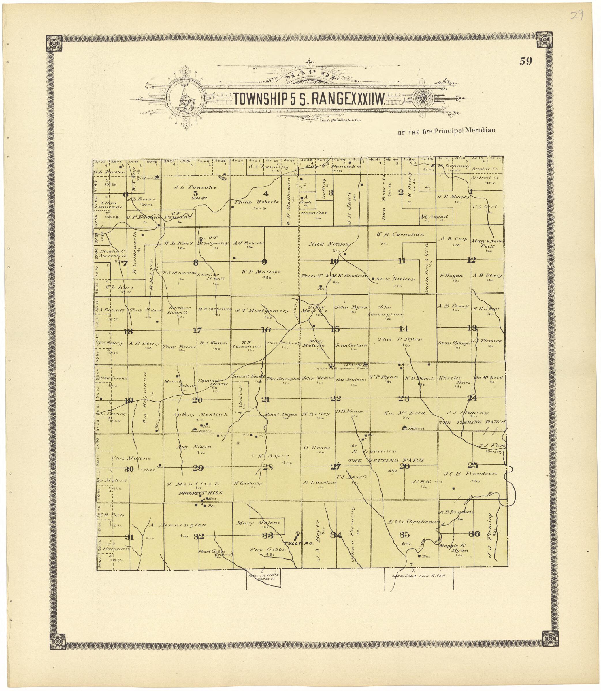 This old map of Map of Township 5 S. Range XXXII W. from Standard Atlas of Rawlins County, Kansas from 1906 was created by  Geo. A. Ogle &amp; Co in 1906