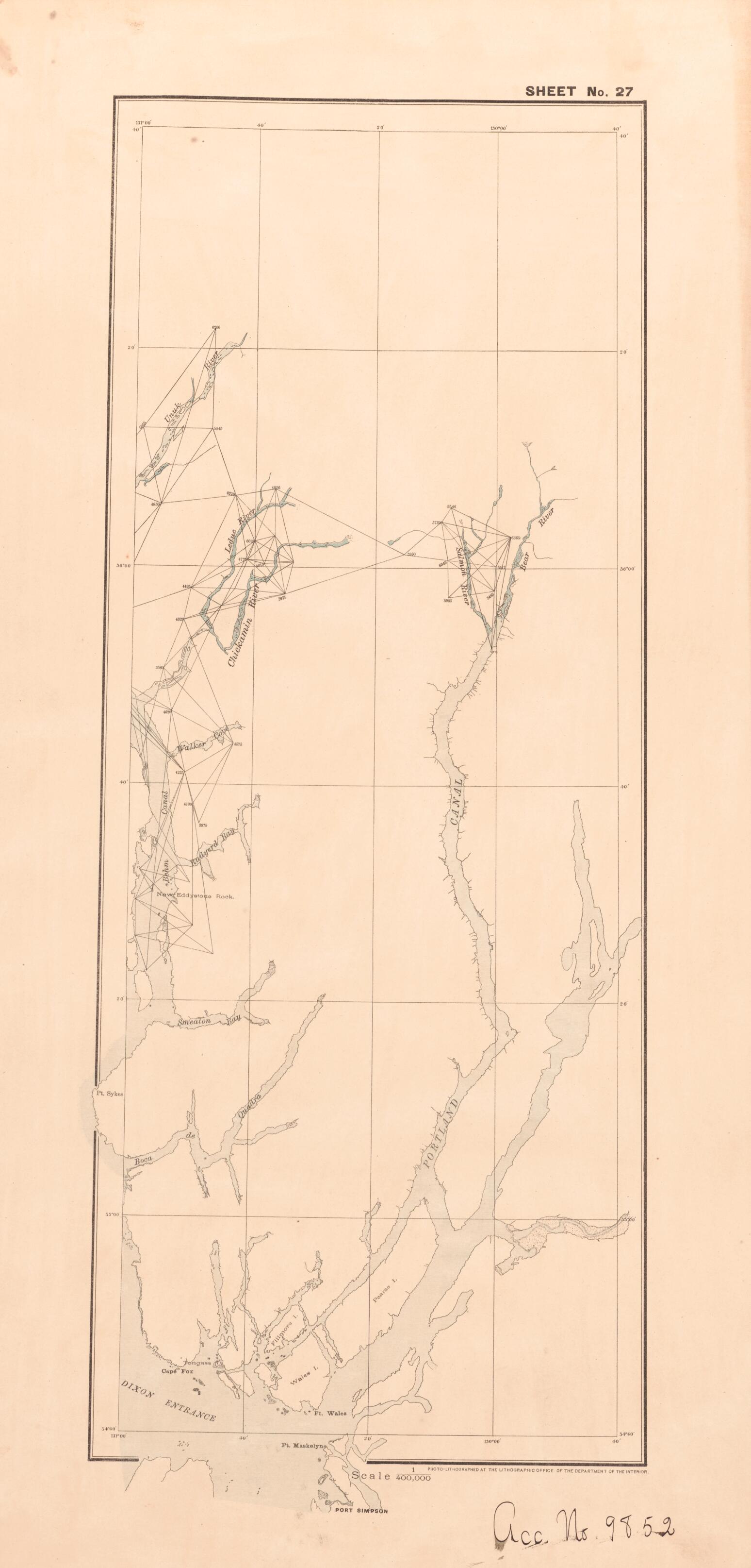 This old map of Sheet 27 from Alaskan Boundary Atlas from 1895 from 1895 was created by  International Boundary Commission in 1895