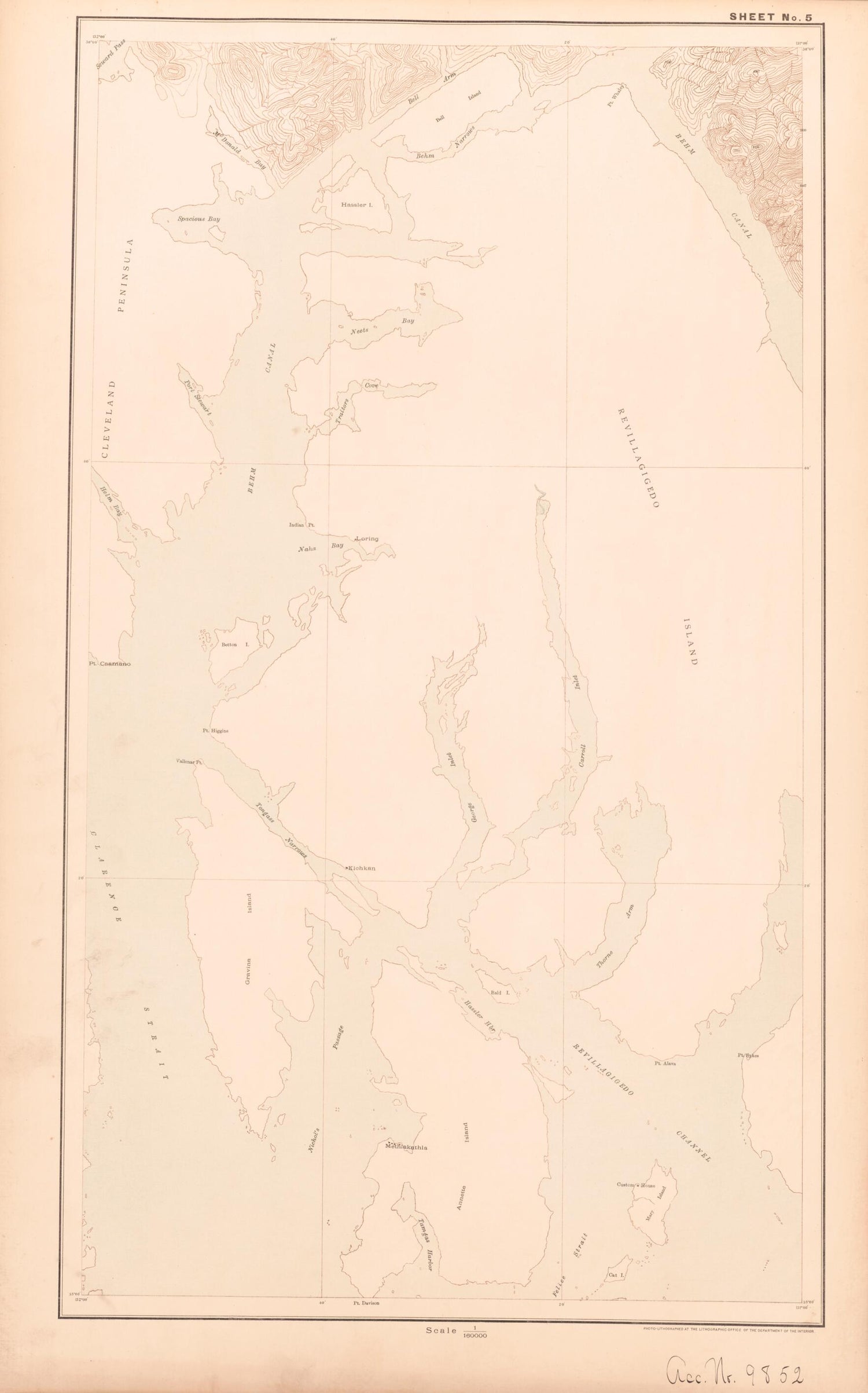 This old map of Sheet 5 from Alaskan Boundary Atlas from 1895 from 1895 was created by  International Boundary Commission in 1895