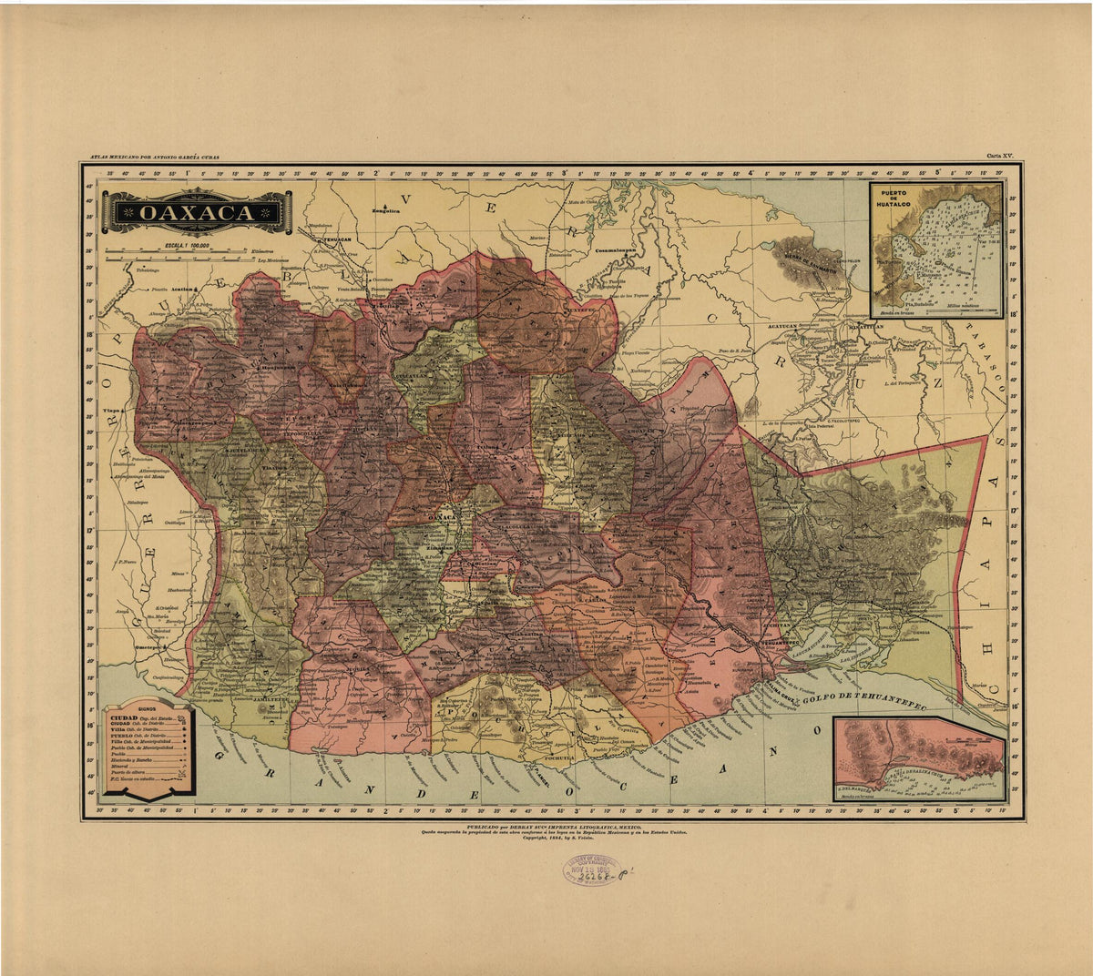 Oaxaca from Atlas Mexicano. 1884 by Relic Map Company