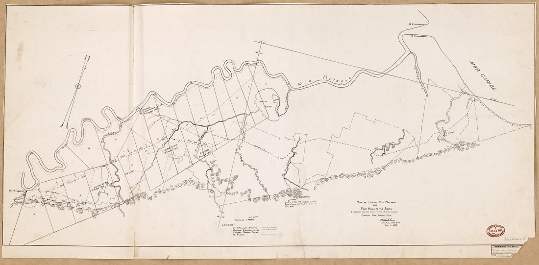 This old map of Sheet 3 - Map of Lower Rio Motagua and Foot Hills to the South, Extending from the Coast to the R. Chachualillo / Compiled from Various Maps from Maps of Guatemala-Honduras Boundary. from 1918 was created by  in 1918