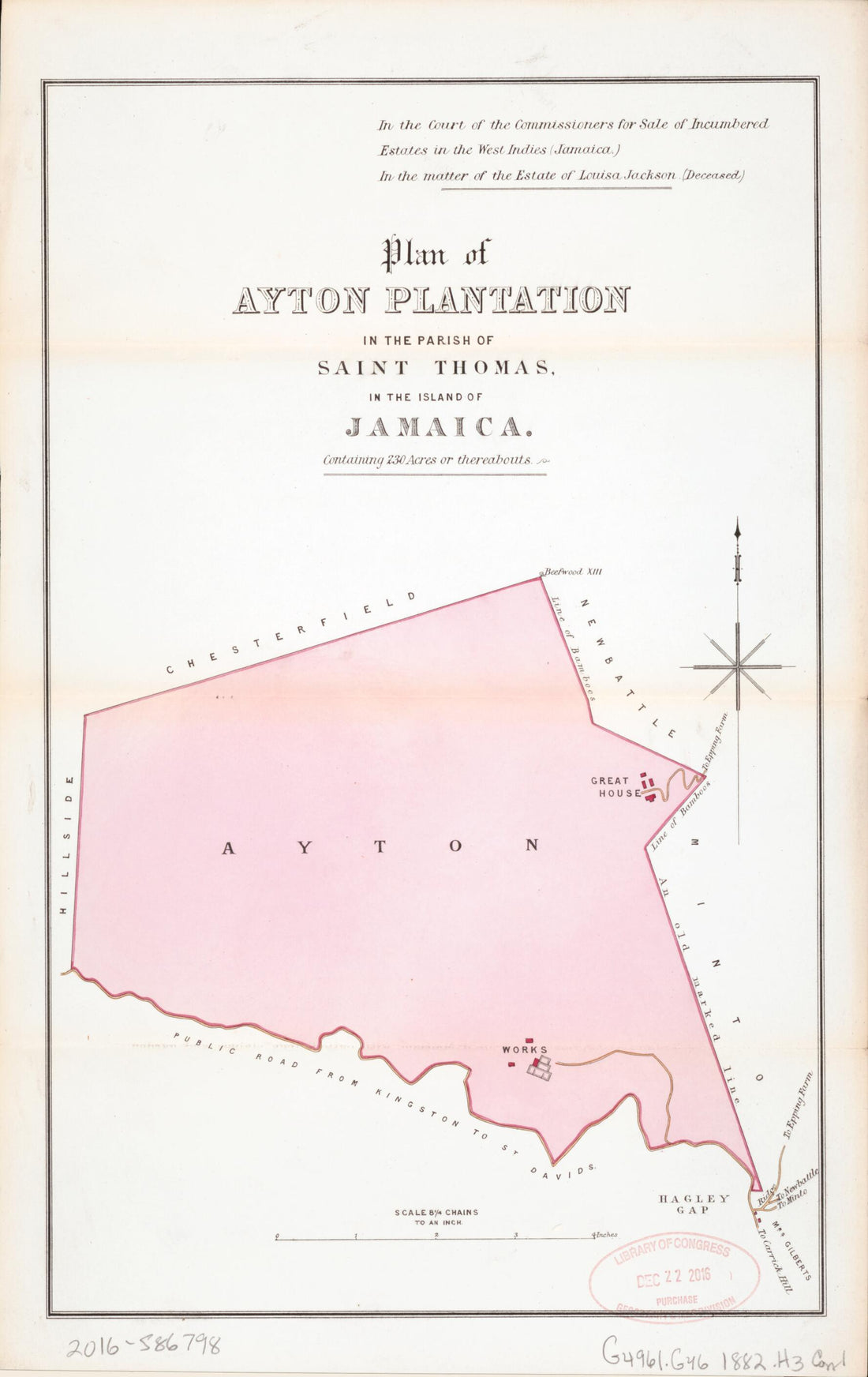 This old map of Plan of Ayton Plantation from Encumbered Estates In the West Indies (Jamaica) from 1882 was created by Vaughan &amp; Jenkinson (Firm) Hards in 1882