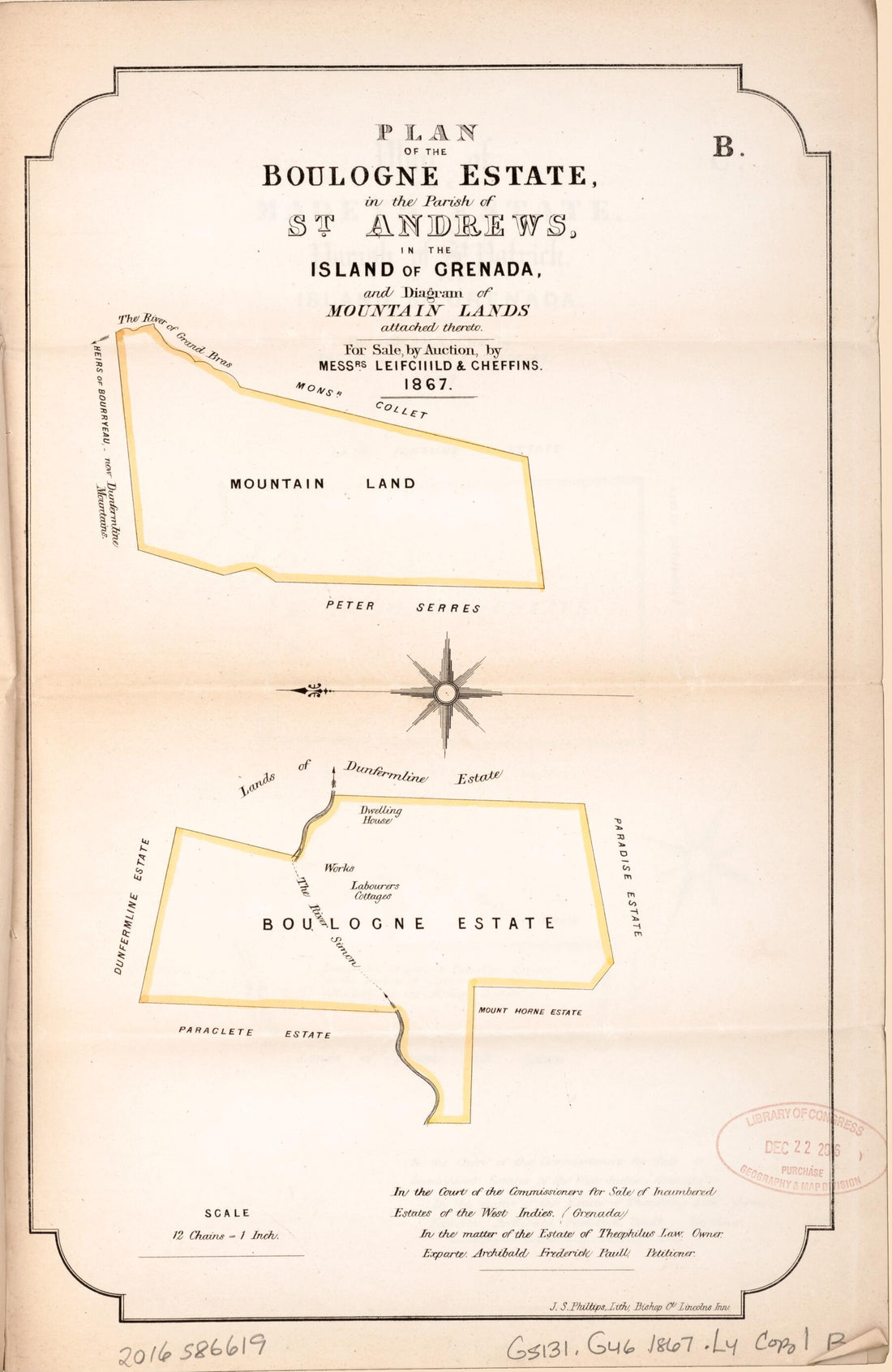 This old map of Plan of the Boulogne Estate from Encumbered Estates In the West Indies (Grenada) from 1867 was created by  Leifchild &amp; Cheffins (Firm) in 1867