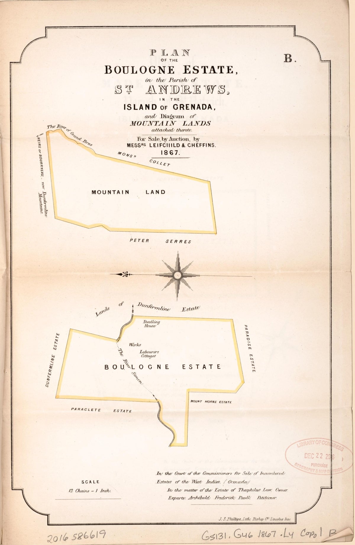 Plan of the Boulogne Estate from Encumbered Estates In the West Indies (Grenada) 1867 by Relic Map Company