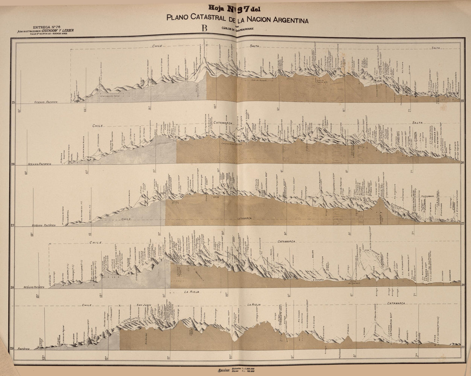 This old map of Plano Catastral De La Nacion Argentina, Hoja No. 97 from Argentina from 1901 was created by Carlos De Chapeaurouge in 1901