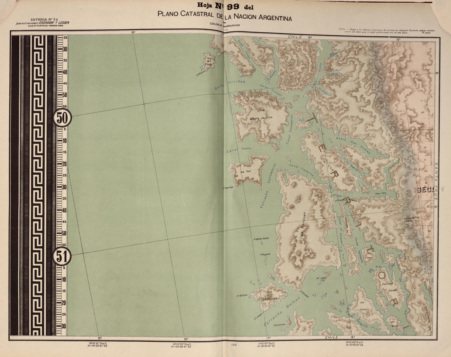 This old map of Plano Catastral De La Nacion Argentina, Hoja No. 99 from Argentina from 1901 was created by Carlos De Chapeaurouge in 1901