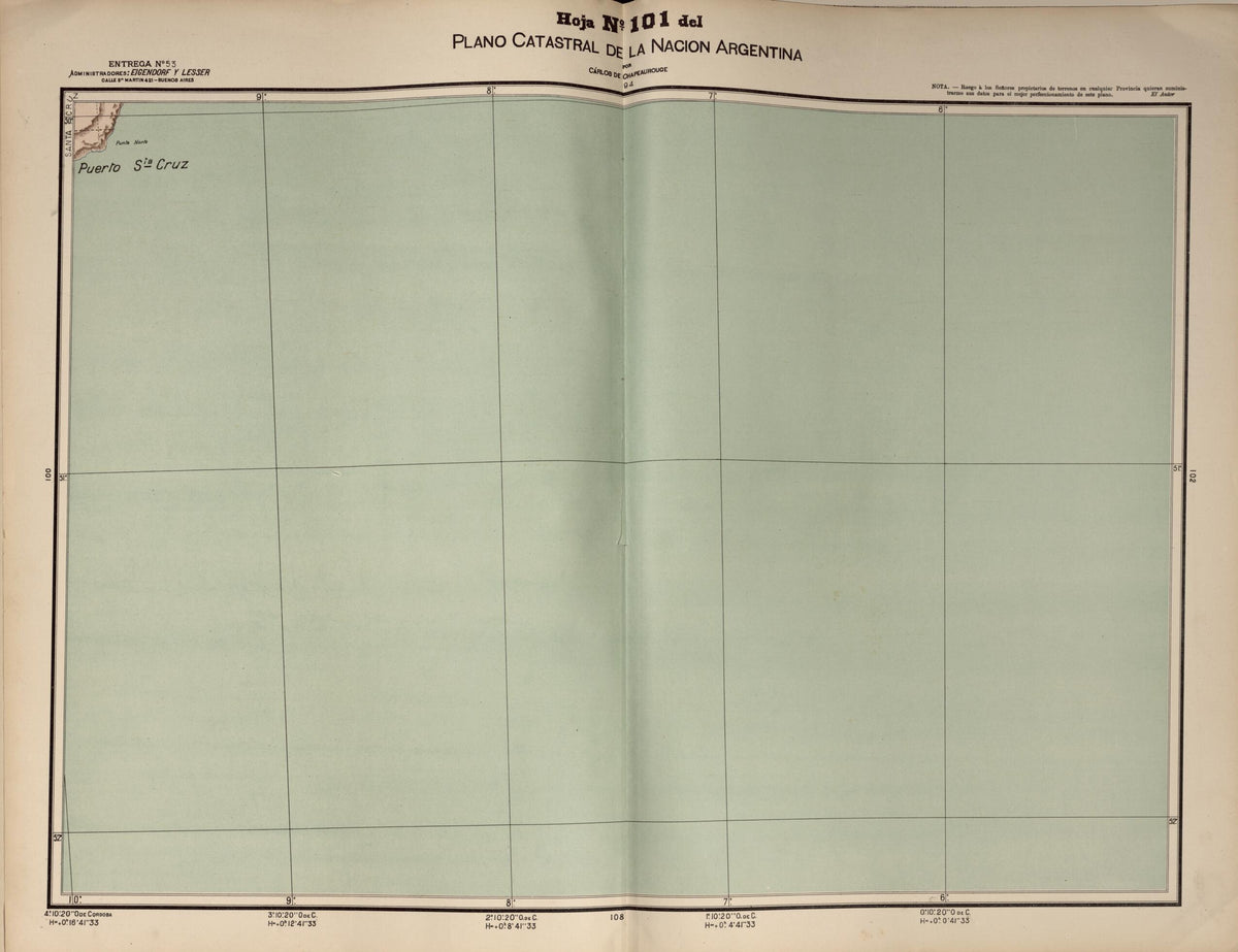 Plano Catastral De La Nacion Argentina, Hoja No. 101 from Argentina 1901 by Relic Map Company