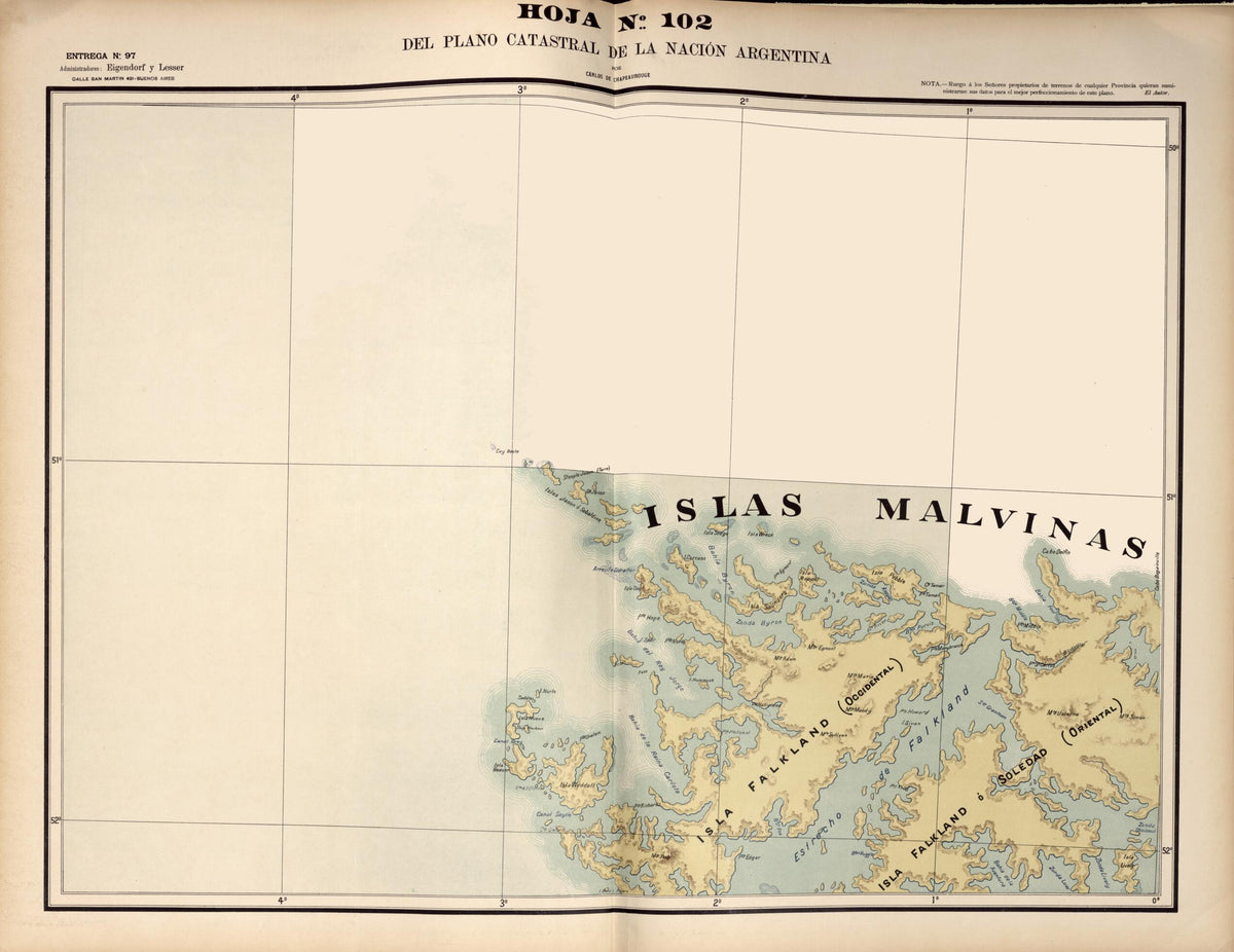 Plano Catastral De La Nacion Argentina, Hoja No. 102 from Argentina 1901 by Relic Map Company