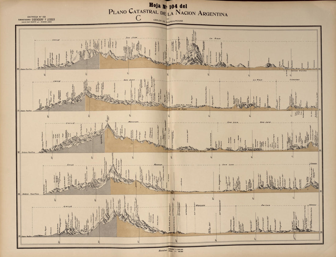 This old map of Plano Catastral De La Nacion Argentina, Hoja No. 104 from Argentina from 1901 was created by Carlos De Chapeaurouge in 1901