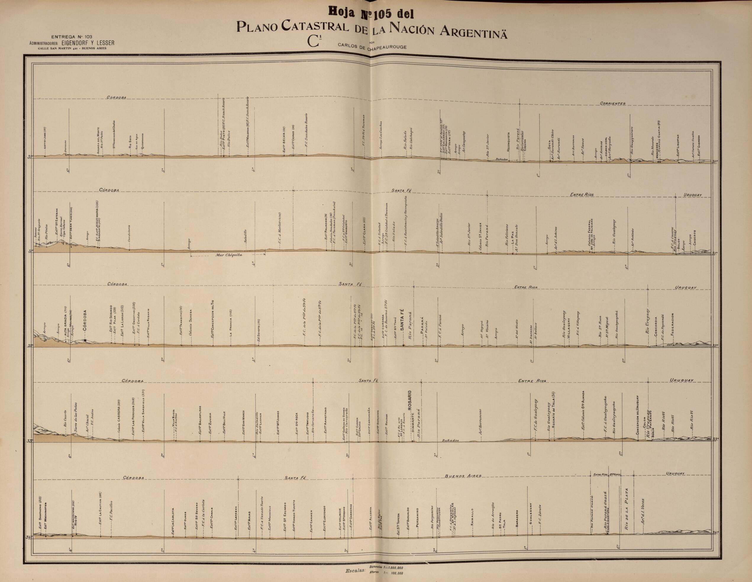 This old map of Plano Catastral De La Nacion Argentina, Hoja No. 105 from Argentina from 1901 was created by Carlos De Chapeaurouge in 1901