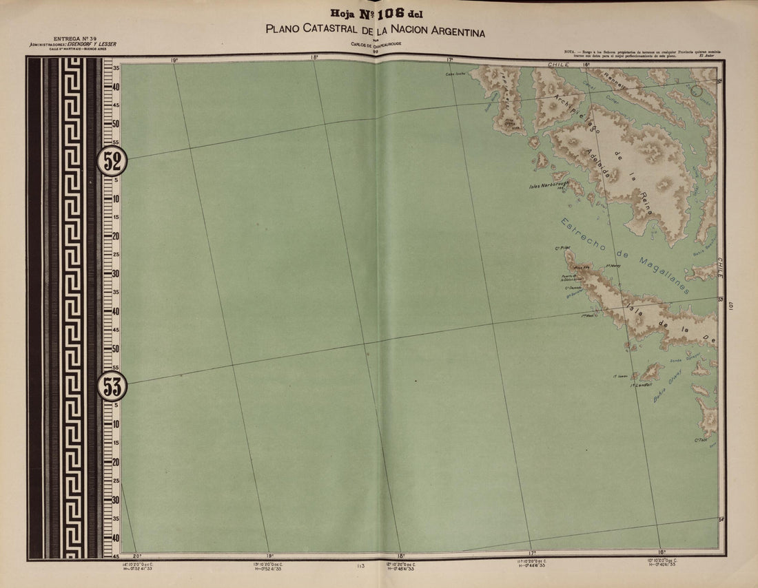 This old map of Plano Catastral De La Nacion Argentina, Hoja No. 106 from Argentina from 1901 was created by Carlos De Chapeaurouge in 1901