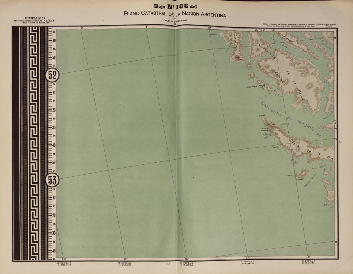Plano Catastral De La Nacion Argentina, Hoja No. 106 from Argentina 1901 by Relic Map Company