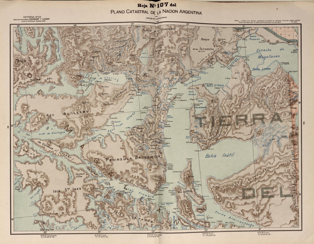 This old map of Plano Catastral De La Nacion Argentina, Hoja No. 107 from Argentina from 1901 was created by Carlos De Chapeaurouge in 1901