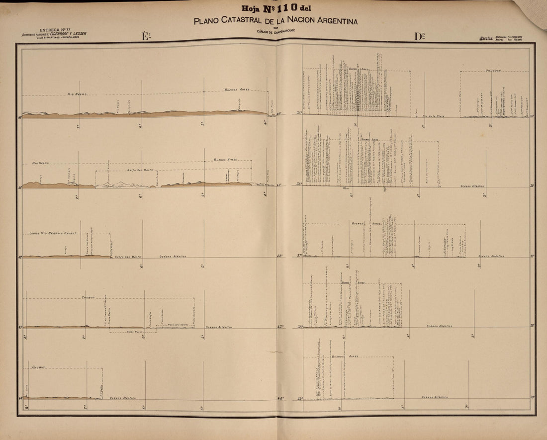 This old map of Plano Catastral De La Nacion Argentina, Hoja No. 110 from Argentina from 1901 was created by Carlos De Chapeaurouge in 1901