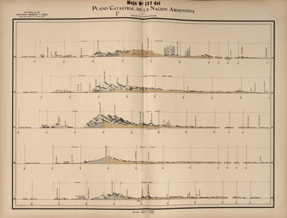 Plano Catastral De La Nacion Argentina, Hoja No. 117 from Argentina 1901 by Relic Map Company