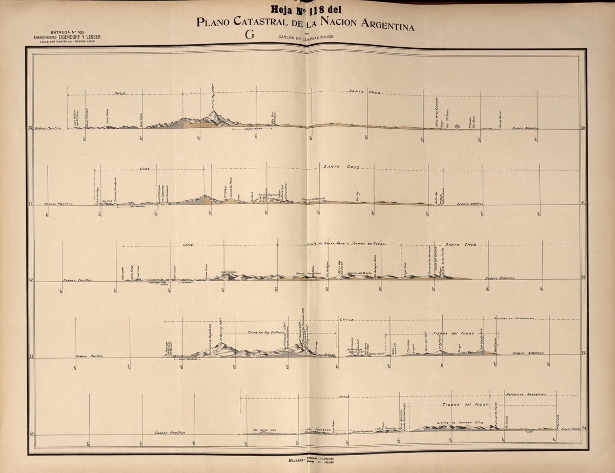 Plano Catastral De La Nacion Argentina, Hoja No. 118 from Argentina 1901 by Relic Map Company