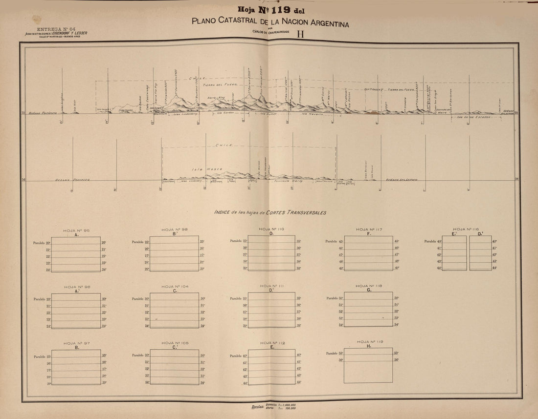This old map of Plano Catastral De La Nacion Argentina, Hoja No. 119 from Argentina from 1901 was created by Carlos De Chapeaurouge in 1901