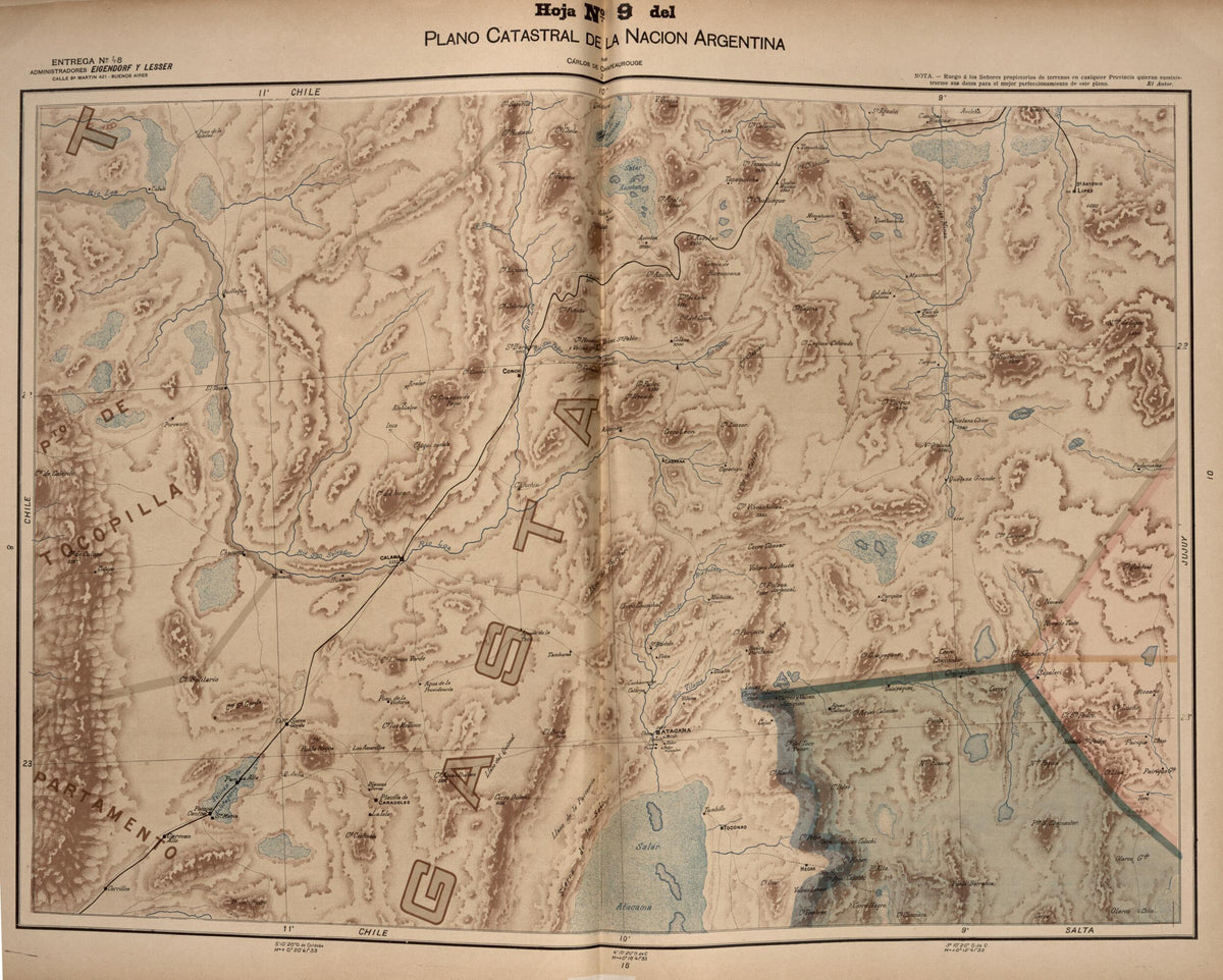 Plano Catastral De La Nacion Argentina, Hoja No. 9 from Argentina 1901 by Relic Map Company