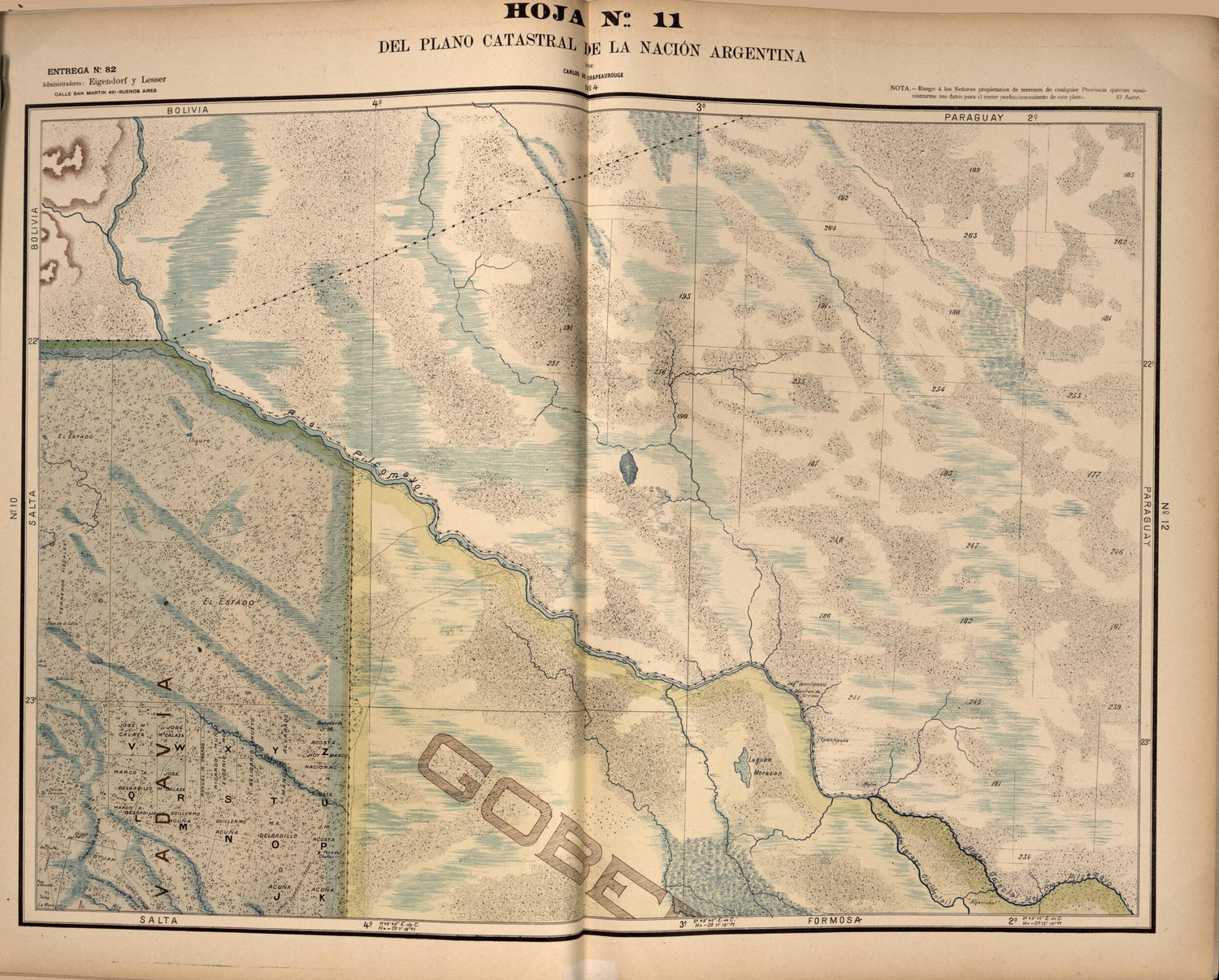 This old map of Plano Catastral De La Nacion Argentina, Hoja No. 11 from Argentina from 1901 was created by Carlos De Chapeaurouge in 1901