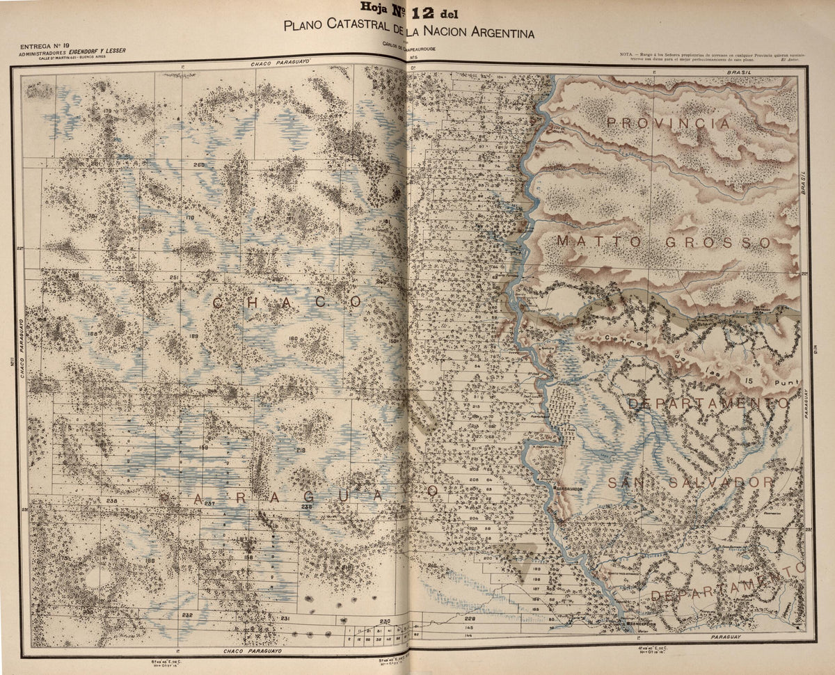 Plano Catastral De La Nacion Argentina, Hoja No. 12 from Argentina 1901 by Relic Map Company