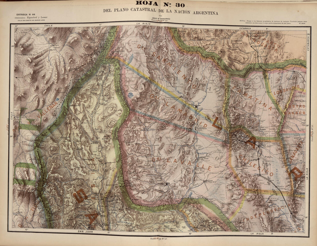 This old map of Plano Catastral De La Nacion Argentina, Hoja No. 30 from Argentina from 1901 was created by Carlos De Chapeaurouge in 1901