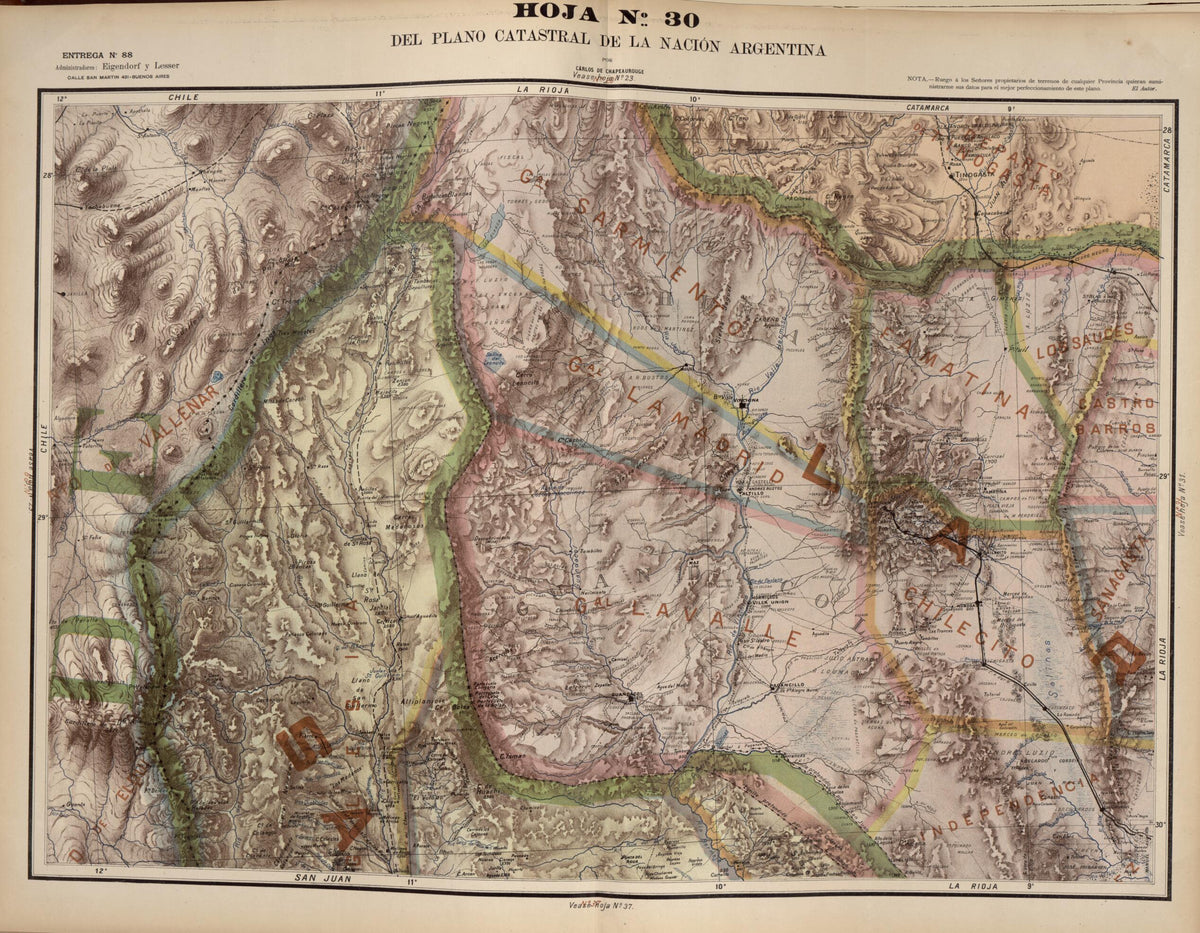 Plano Catastral De La Nacion Argentina, Hoja No. 30 from Argentina 1901 by Relic Map Company