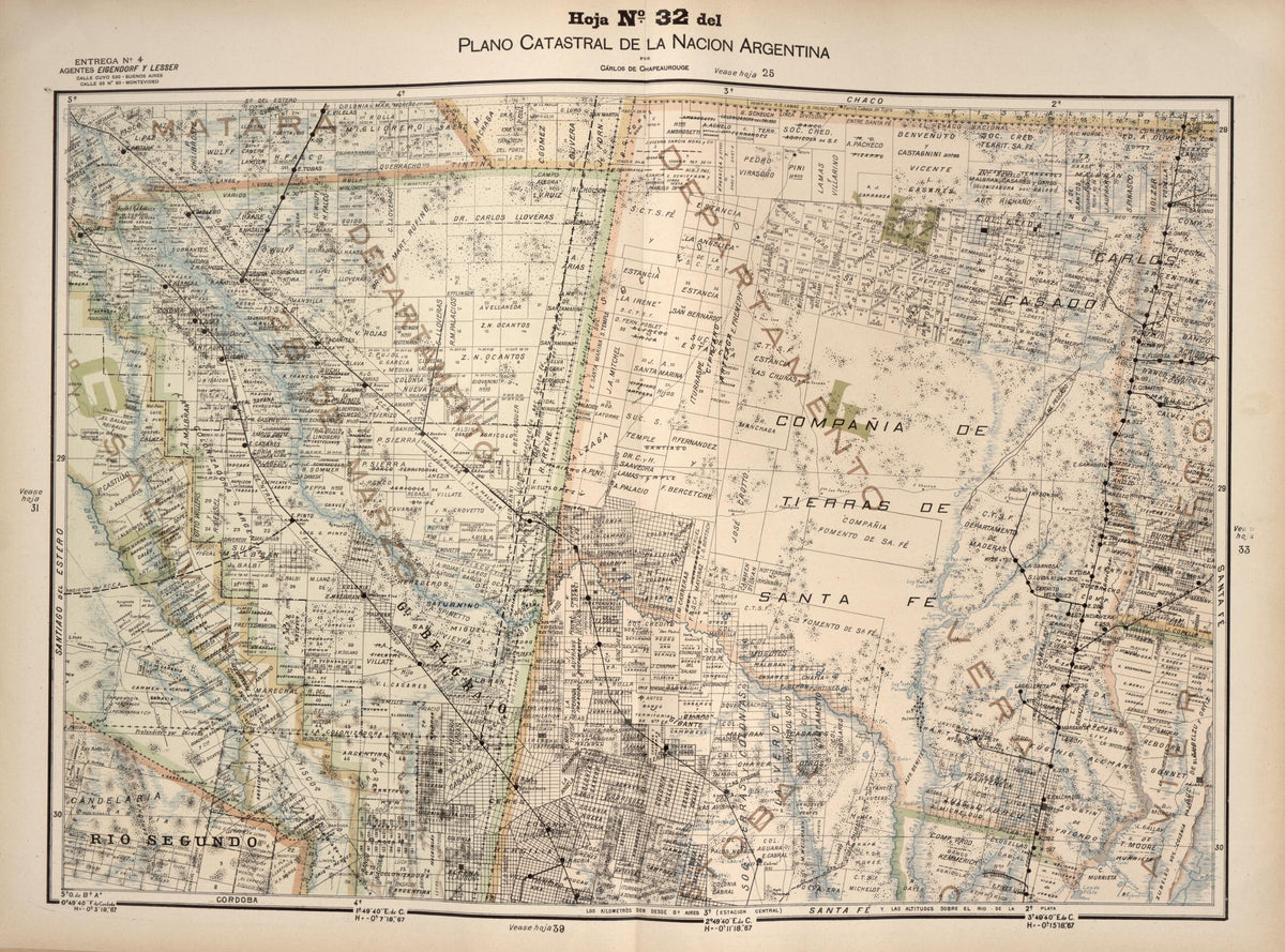 Plano Catastral De La Nacion Argentina, Hoja No. 32 from Argentina 1901 by Relic Map Company